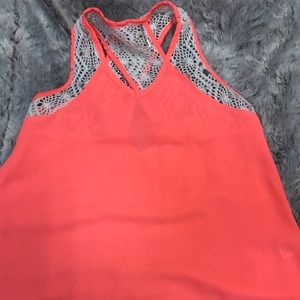 Neon pink criss-cross tank top (see through)